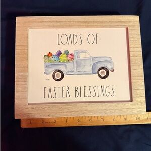 Rae Dunn “Loads Of Easter Fun” Wooden Shelf Block Sign Home Decor Easter 11”